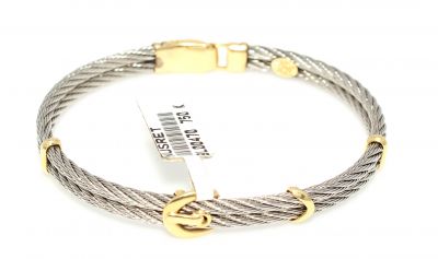 18K Gold & Steel Anchor Bangle Bracelet - 3