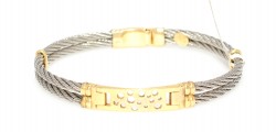 18K Gold & Steel Patterned Bangle Bracelet - Nusrettaki