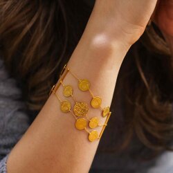 22 Ayar Altın 3 Sıra Paralı Zincir Bileklik - Nusrettaki