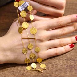 22 Ayar Altın 3 Sıra Paralı Zincir Bileklik - 3