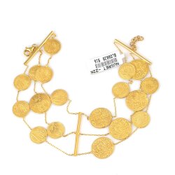 22 Ayar Altın 3 Sıra Paralı Zincir Bileklik - Nusrettaki