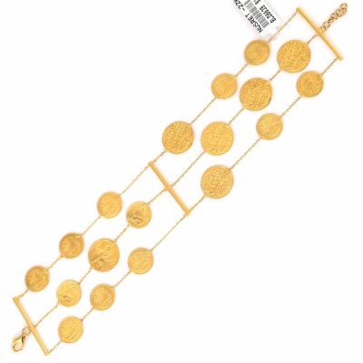 22 Ayar Altın 3 Sıra Paralı Zincir Bileklik - 2