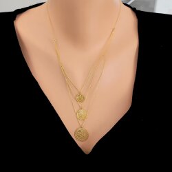 22 Ayar Altın 3 Sıralı Paralı Kolye - Nusrettaki