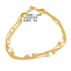 22 Ayar Altın 4 Sıra İnci Taşlı Bileklik - Nusrettaki