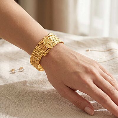 22 Ayar Altın 5 Sıra Erzurum Burma Tel Bilezik - 2