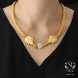 22 Ayar Altın Aslan Yeleli Jessica Zincir Kolye - 4