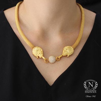 22 Ayar Altın Aslan Yeleli Jessica Zincir Kolye - 4