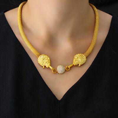 22 Ayar Altın Aslan Yeleli Jessica Zincir Kolye - 1