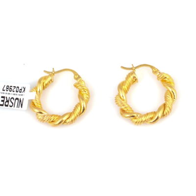 22 Ayar Altın Burgu Model Halka Küpe - 2