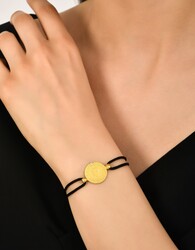 22K Gold Coin Cord Bracelet - Nusrettaki