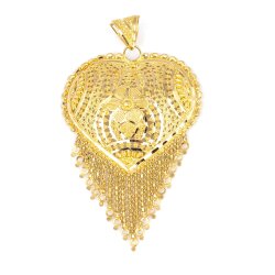 22 Ayar Altın Çiçek Desenli Kalp Hint Kolye Ucu - Nusrettaki