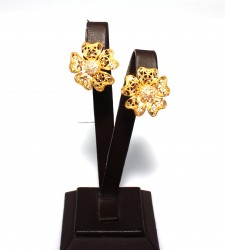 22 Ayar Altın Çiçek Model Telkari Küpe - Thumbnail