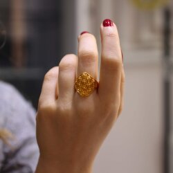 22 Ayar Altın Çiçek Motifli Yüzük - 3