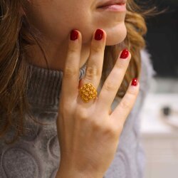 22 Ayar Altın Çiçek Motifli Yüzük - Nusrettaki