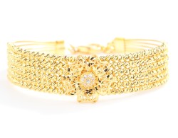 22K Gold Dorica Beads Flower Design Bracelet - Nusrettaki