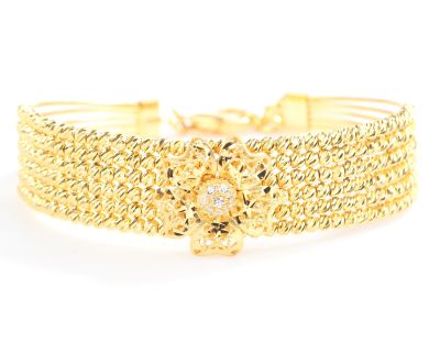 22K Gold Dorica Beads Flower Design Bracelet - 1