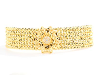 22K Gold Dorica Beads Flower Design Bracelet - 2