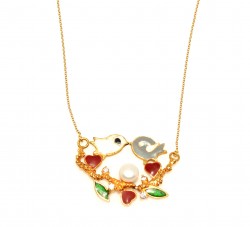 22 Ayar Altın Çift Kuşlu Kolye - 4