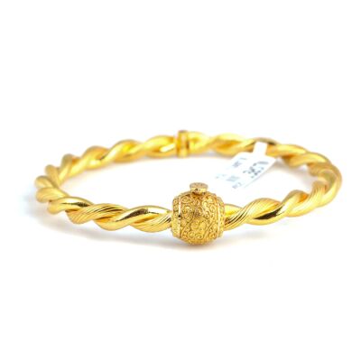 22 Ayar Altın Çift Tel İnce Burgu Telkari Kaşlı Burma Bilezik - 2