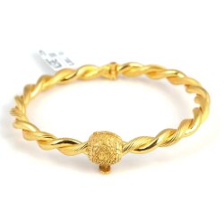 22 Ayar Altın Çift Tel İnce Burgu Telkari Kaşlı Burma Bilezik - 4