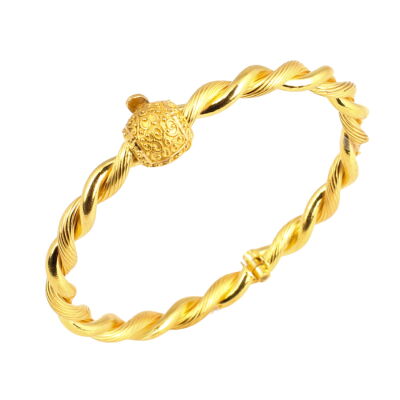 22 Ayar Altın Çift Tel İnce Burgu Telkari Kaşlı Burma Bilezik - 1