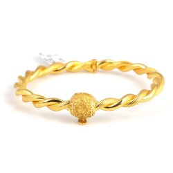 22 Ayar Altın Çift Tel İnce Burgu Telkari Kaşlı Burma Bilezik - 3