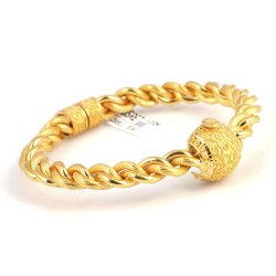 22 Ayar Altın Çift Tel Kalın Burgu Telkari Kaşlı Burma Bilezik - 3