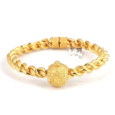 22 Ayar Altın Çift Tel Kalın Burgu Telkari Kaşlı Burma Bilezik - 2