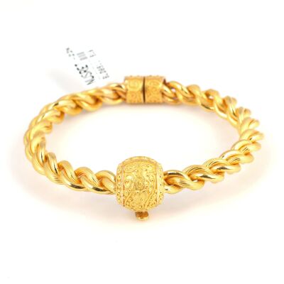 22 Ayar Altın Çift Tel Kalın Burgu Telkari Kaşlı Burma Bilezik - 4