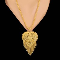 22 Ayar Altın Damla Sallantılı Kalp Hint Kolye Ucu - Nusrettaki (1)