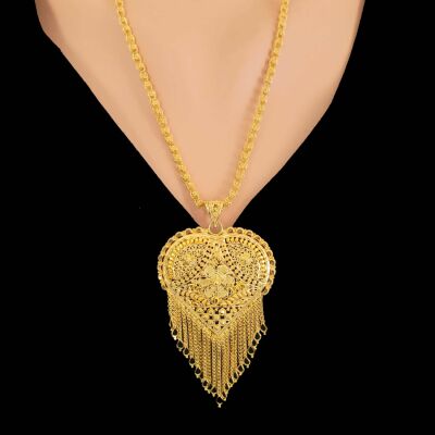 22 Ayar Altın Damla Sallantılı Kalp Hint Kolye Ucu - 2