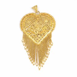 22 Ayar Altın Damla Sallantılı Kalp Hint Kolye Ucu - Nusrettaki