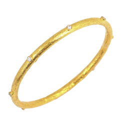 22 Ayar Altın Dövme Desenli Taşlı Kilitsiz Bilezik - Nusrettaki