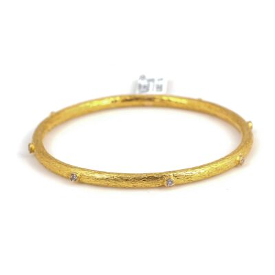 22 Ayar Altın Dövme Desenli Taşlı Kilitsiz Bilezik - 2