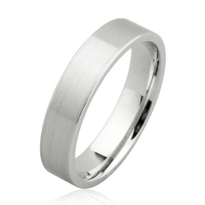 22K Gold Engagement Ring White color 5mm Flat Matt White - 1