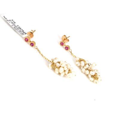 22 Ayar Altın İnci Salkımı Sallantılı Küpe - 1