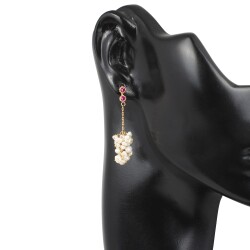 22 Ayar Altın İnci Salkımı Sallantılı Küpe - 3