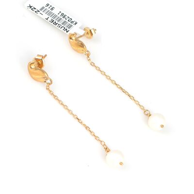 22 Ayar Altın İnci Sallantılı Küpe - 1