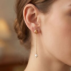 22 Ayar Altın İnci Sallantılı Küpe - Nusrettaki