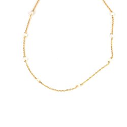 22 Ayar Altın İnci Taşlı Zincir Kolye - Nusrettaki (1)