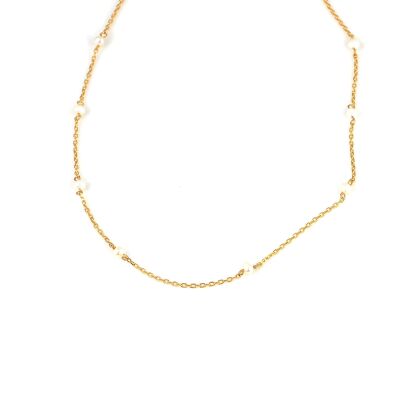 22 Ayar Altın İnci Taşlı Zincir Kolye - 2