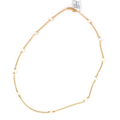 22 Ayar Altın İnci Taşlı Zincir Kolye - 3