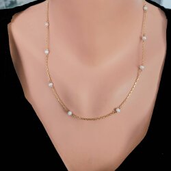 22 Ayar Altın İnci Taşlı Zincir Kolye - Nusrettaki