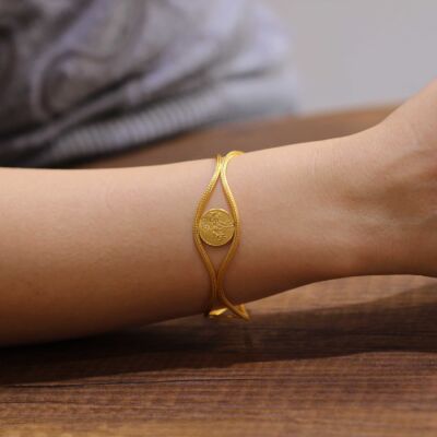 22 Ayar Altın Jesica Zincirli Paralı Bileklik - 3