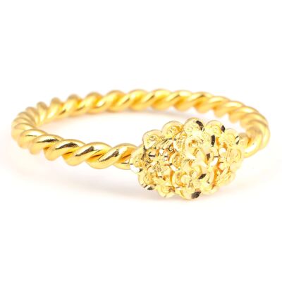 22 Ayar Altın Kalemli Papatya Kaşlı İki Tel Erzurum Burma Bilezik - 1