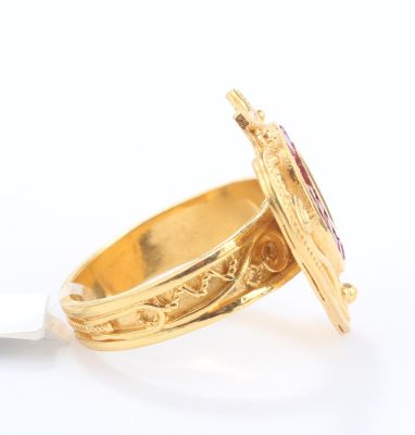 Gold Heart Locket Design Ring with Ruby - 3