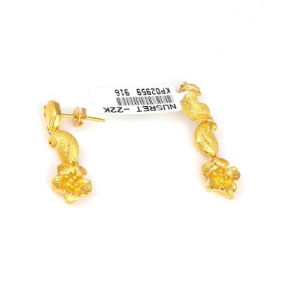 22 Ayar Altın Kardelen Model Sallantılı Küpe - 3