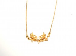 22 Ayar Altın Kuğu Modeli İnci Taşlı Kolye - 5