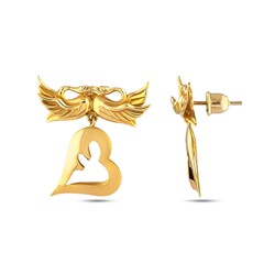 22K Gold Curly Heart Earrings - Nusrettaki (1)
