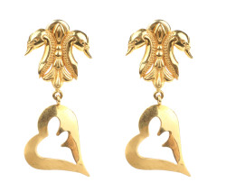 22K Gold Curly Heart Design Earrings - Nusrettaki (1)